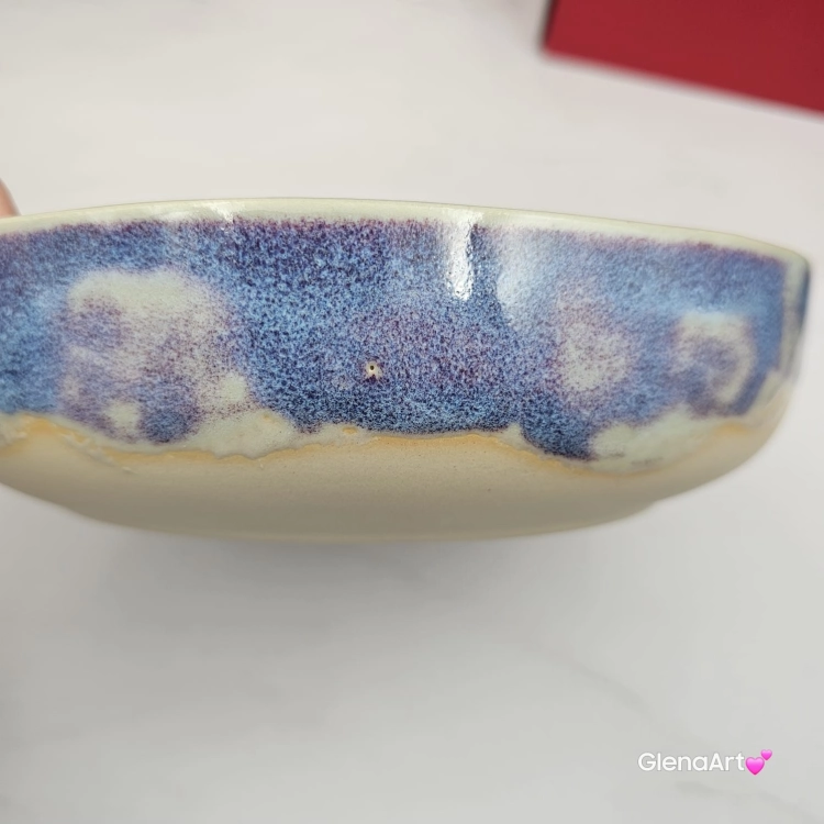 Miska ceramiczna jasna lawenda Glena Art talerz głęboki na zupę 0,8 l ceramiczny niebieski ceramika rękodzieło ręcznie robiona z formy miska talerz do zupy z jasnej masy kamionkowej jasny niebieski