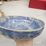 Miska ceramiczna jasna lawenda Glena Art talerz głęboki na zupę 0,8 l ceramiczny niebieski ceramika rękodzieło ręcznie robiona z formy miska talerz do zupy z jasnej masy kamionkowej jasny niebieski