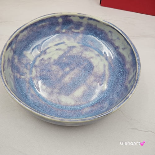 Miska ceramiczna jasna lawenda Glena Art talerz głęboki na zupę 0,8 l ceramiczny niebieski ceramika rękodzieło ręcznie robiona z formy miska talerz do zupy z jasnej masy kamionkowej jasny niebieski