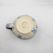 Kubek czeski błękitny z różowymi refleksami beczułka ceramiczny Glena Art kubek z uszkiem do kawy herbaty ulubiony kubek ceramiczny ceramika 220 ml spływające szkliwo odcienie kolorowe