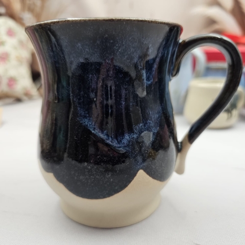 Kubek beczułka MAX duży kosmos ceramiczny Glena Art niebieska galaktyka z uszkiem kolory kosmosu do kawy herbaty ulubiony kubek ceramiczny ceramika 400 ml