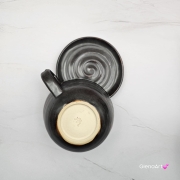 Filiżanka WIEWÓRKA ceramiczna ze spodkiem WIEWIÓRKĄ w środku ręcznie toczona i malowana ze spodkiem Ruda wiewiórka leśne zwierzę kubek z wiewiórką ciemny brąz i niebieski