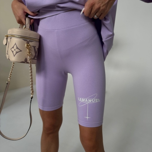 Spodenki - kolarki krótkie legginsy LA MANUEL BURST Lila kolarki fioletowe/lila z napisem krótkie legginsy Lamanuel