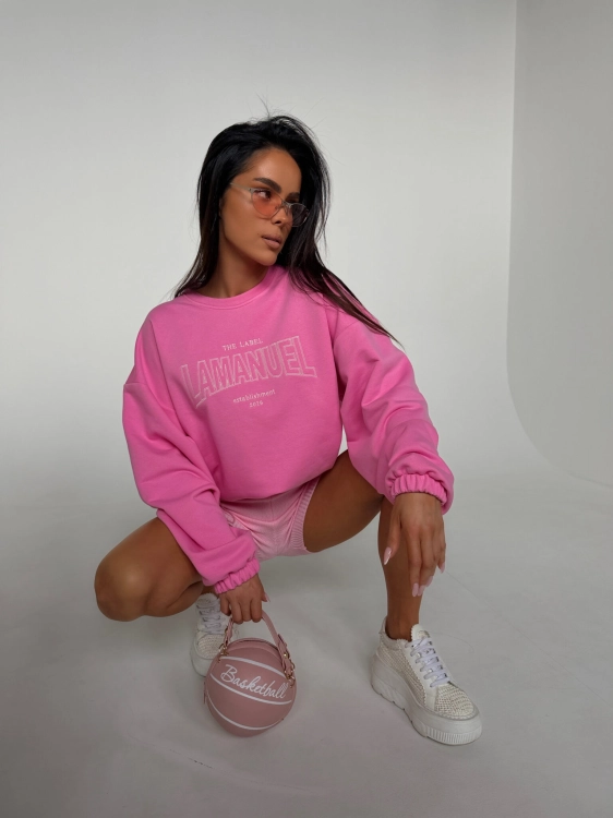 Bluza ADORA róż LA MANUEL One size cudowna bluza w pięknym różowym kolorze