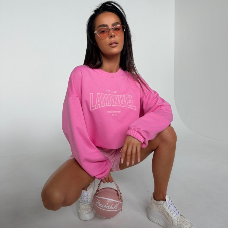 Bluza ADORA róż LA MANUEL One size cudowna bluza w pięknym różowym kolorze