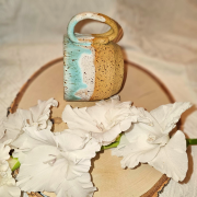 Kubek ceramiczny ręcznie toczony niebiesko-zielony MORSKI