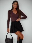 Bluzka NOEL - Brąz LaBalancia elegancka bluzka z dekoltem V do wielu stylizacji brązowa bluzka V