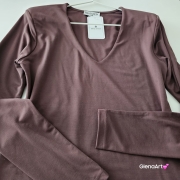 Bluzka NOEL - Brąz LaBalancia elegancka bluzka z dekoltem V do wielu stylizacji brązowa bluzka V