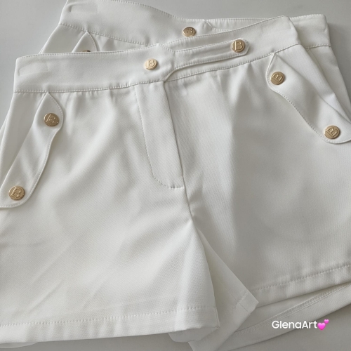 Spodenki model - PERLA ECRU La Balancia roz. M/L z guzikami i kieszonkami ecru spodenki materiałowe eleganckie Labalancia