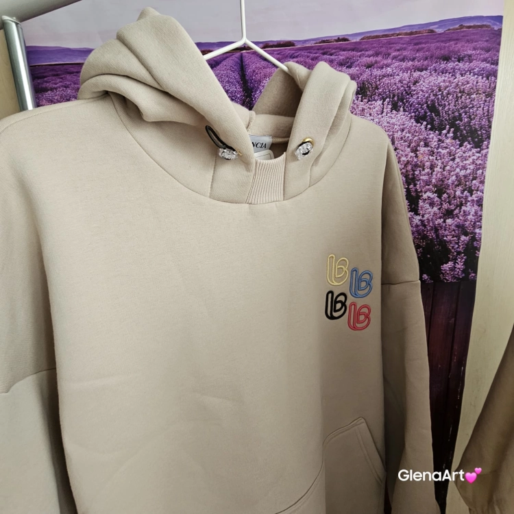 Komplet RARITY - Beżowy LaBalancia XS/S bluza ovesize + legginsy w prążek wygodny komplet na co dzień bawełna