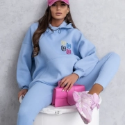 Komplet dresowy RARITY - błękitny LaBalancia XS/S bluza ovesize + legginsy w prążek wygodny komplet na co dzień bawełna kolor błękitny