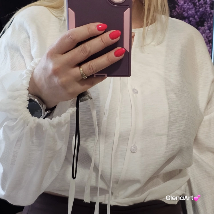 Bluzka BOHO – ecru XS koszulowa elegancka bluzka z bufkami i troczkami