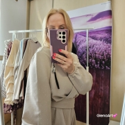 Kombinezon GLOW z cyrkoniami - Beżowy LaBalancia na wiosnę i lato miły materiał pasek do wiązania elegancki kombinezon na mniejsze i większe wyjścia XS/S i M/L