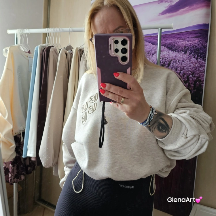 Bluza REMY Etro - rozmiar Uni, kolor Melanż Beż La Balancia z bufkami na rękawach i troczkami do ściągania Uni rozmiar kolor melanż