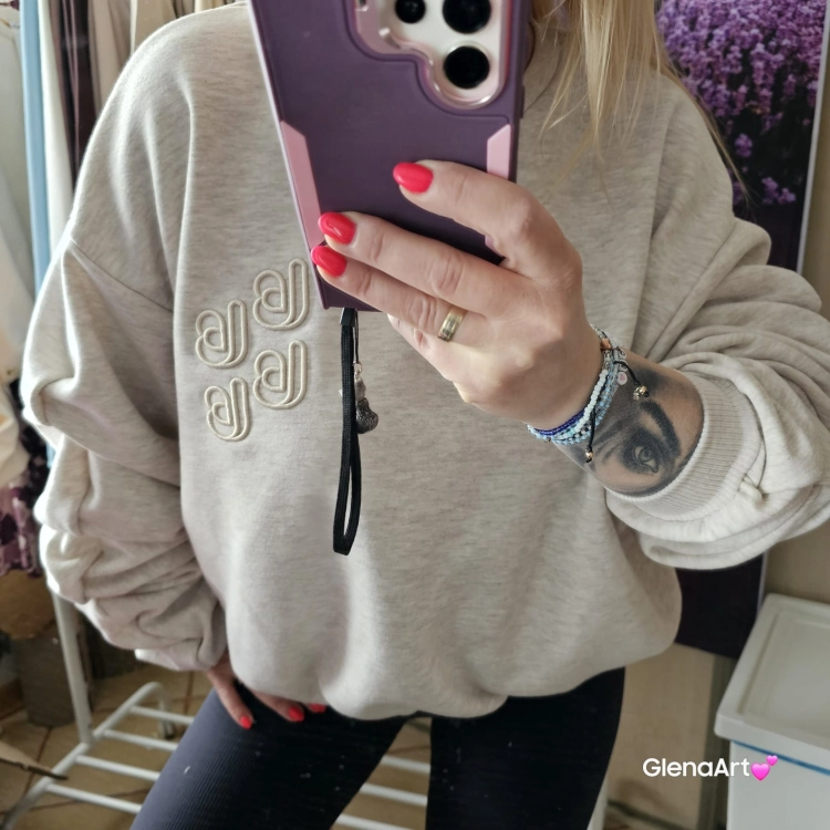 Bluza REMY Etro - rozmiar Uni, kolor Melanż Beż La Balancia z bufkami na rękawach i troczkami do ściągania Uni rozmiar kolor melanż