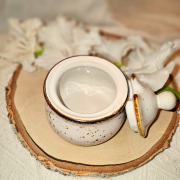 Cukiernica ceramiczna Trio Rustic Krem Kera nakrapiana