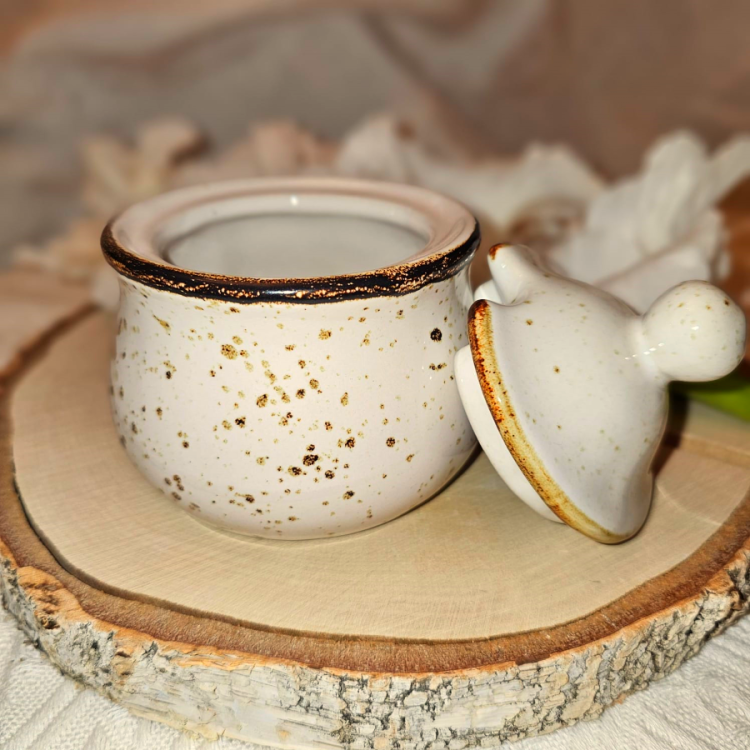 Cukiernica ceramiczna Trio Rustic Krem Kera nakrapiana