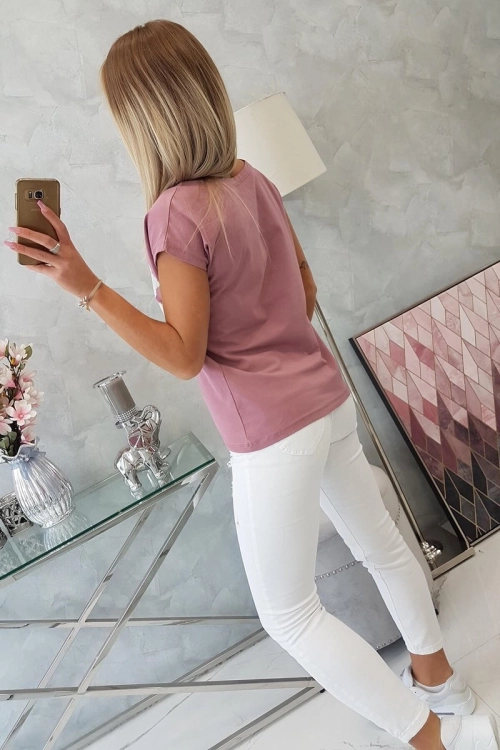 Bluzka z nadrukiem ust damski krój i mega duże usta ładna kobieca UNi 90 % bawełna BIAŁA, RÓŻOWA ,CIEMNY RÓŻ i NIEBIESKA
