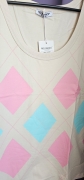 Jasnobeżowy luźny top w romby letnia bluzka bez rękawów top beżowy Uni s/m/l
