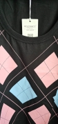 Czarny luźny top w romby letnia bluzka bez rękawów top czarny i róż Uni s/m/l