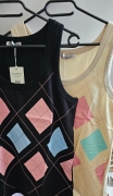 Czarny luźny top w romby letnia bluzka bez rękawów top czarny i róż Uni s/m/l