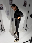 Legginsy MIND czarne S rozmiar LaManuel z lampasami