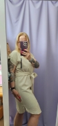 Sukienka len Lniana CALMA S/M i L/XL 70 % len beżowa len cudowna lniana sukienka z paskiem