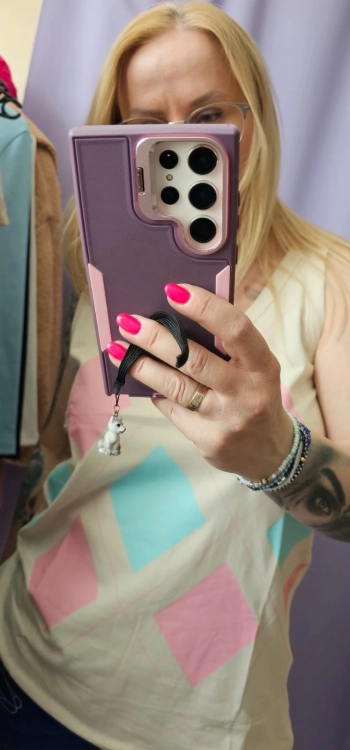 Jasnobeżowy luźny top w romby letnia bluzka bez rękawów top beżowy Uni s/m/l