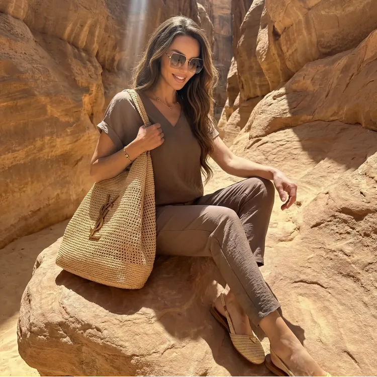 Komplet Desert Mirage spodnie i bluzka z przewiewnego materiału idealny komplet na lato