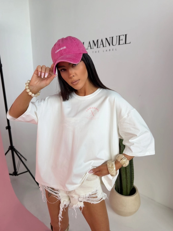 Czapka z daszkiem damska Czapka z daszkiem BONDI washed pink LAMANUEL czapka z daszkiem i wyszytym logo Lamanuel Uni