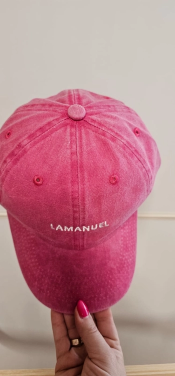 Czapka z daszkiem damska Czapka z daszkiem BONDI washed pink LAMANUEL czapka z daszkiem i wyszytym logo Lamanuel Uni