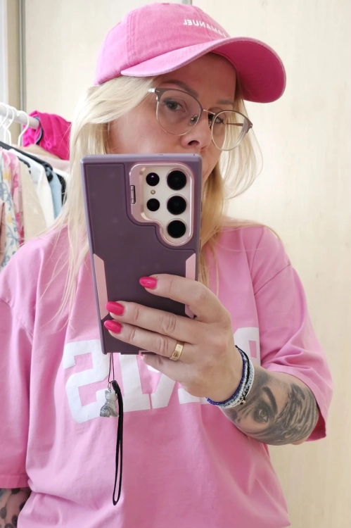 Czapka z daszkiem damska Czapka z daszkiem BONDI washed pink LAMANUEL czapka z daszkiem i wyszytym logo Lamanuel Uni