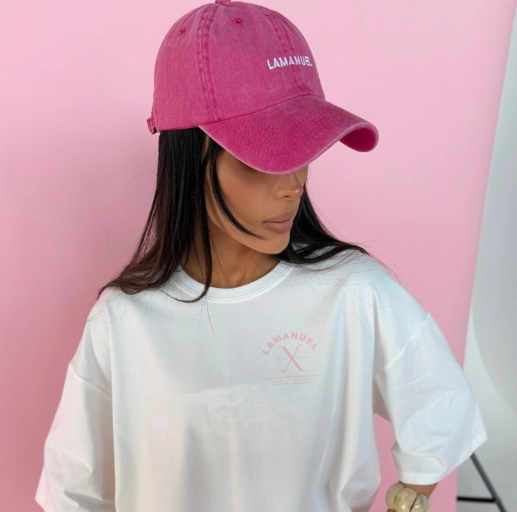 Czapka z daszkiem damska Czapka z daszkiem BONDI washed pink LAMANUEL czapka z daszkiem i wyszytym logo Lamanuel Uni
