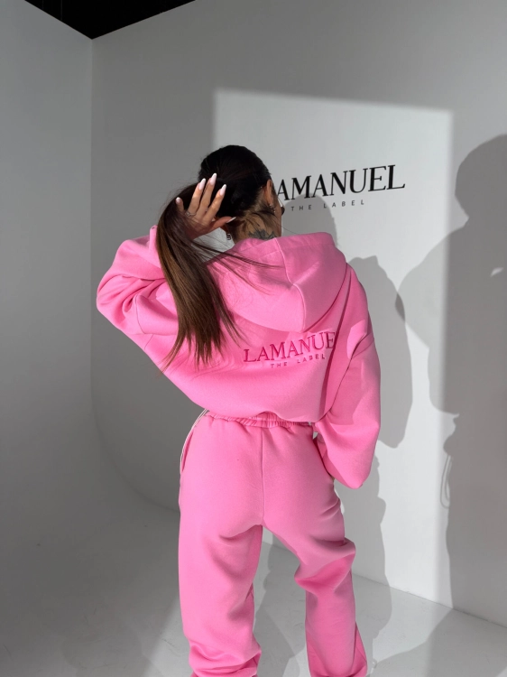 Spodnie FOODIE arbuz dresowe LaManuel różowe cukierkowe luźne spodnie basic One Size XS-L pasują dla niej