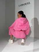 Spodnie FOODIE arbuz dresowe LaManuel różowe cukierkowe luźne spodnie basic One Size XS-L pasują dla niej