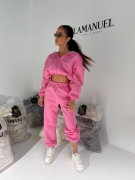 Spodnie FOODIE arbuz dresowe LaManuel różowe cukierkowe luźne spodnie basic One Size XS-L pasują dla niej
