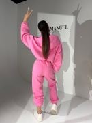 Spodnie FOODIE arbuz dresowe LaManuel różowe cukierkowe luźne spodnie basic One Size XS-L pasują dla niej