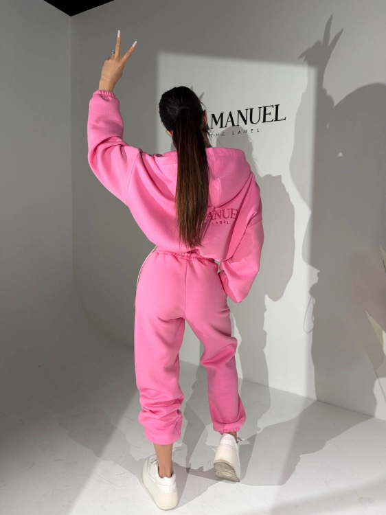Spodnie FOODIE arbuz dresowe LaManuel różowe cukierkowe luźne spodnie basic One Size XS-L pasują dla niej