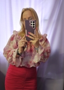 Bluzka Hiszpanka MIA - Pink Fiora róże LaBalancia cudny letni model Uni 70 % len