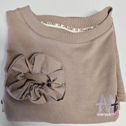 T-shirt bluzka MILUNA – AMOR gruba bawełna kolor mokka / fango z frotką napisy na bluzce kolor Fango rozmiar Uni ponadczasowy look