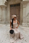 Sukienka lniana z odkrytymi plecami S i M piękna i elegancka DESERT ÉLÉGANCE – Linen Backless Maxi Dress