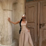 Sukienka lniana z odkrytymi plecami S i M piękna i elegancka DESERT ÉLÉGANCE – Linen Backless Maxi Dress