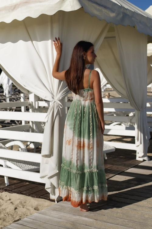 Sukienka letnia plażowa na ramiączkach boho śliczna szydełkowa SANTORINI SEA BREEZE MAXI Uni