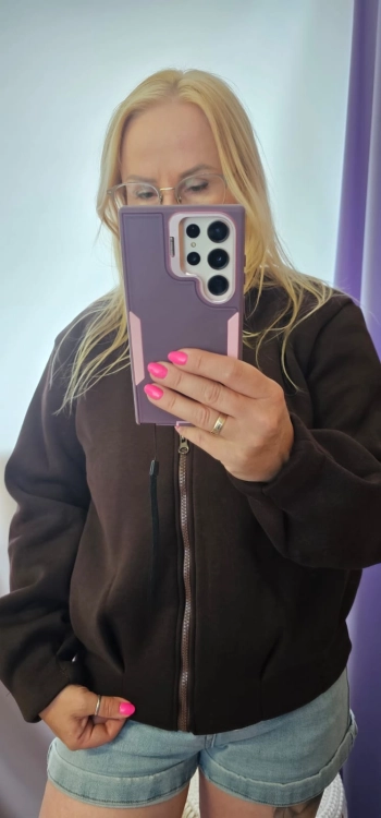 Bluza kurtka rozpinana BOMBER PUFF bomberka brązowa casual idealna na chłodniejsze dni ładny model UNi pasuje na XS,S i M