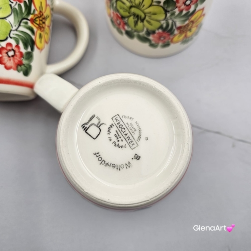 Kubek ceramiczny 330 ml Julia motyw kwiatowy Fajans Włocławek malowany ręcznie kubek z motywem kwiatowym wiosna