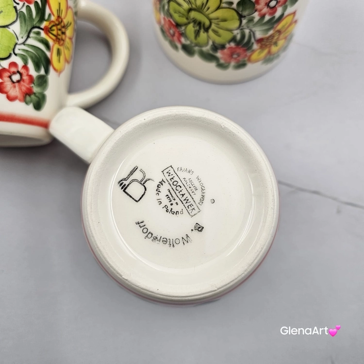 Kubek ceramiczny 330 ml Julia motyw kwiatowy Fajans Włocławek malowany ręcznie kubek z motywem kwiatowym wiosna
