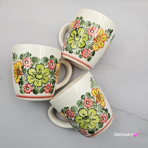 Kubek ceramiczny 330 ml Julia motyw kwiatowy Fajans Włocławek malowany ręcznie kubek z motywem kwiatowym wiosna