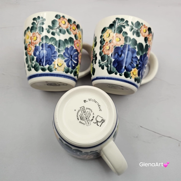 Kubek ceramiczny 330 ml Julia motyw kwiatowy Fajans Włocławek malowany ręcznie kubek z motywem kwiatowym lato