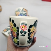Kubek ceramiczny 330 ml Julia motyw kwiatowy Fajans Włocławek malowany ręcznie kubek z motywem kwiatowym lato