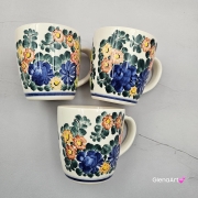 Kubek ceramiczny 330 ml Julia motyw kwiatowy Fajans Włocławek malowany ręcznie kubek z motywem kwiatowym lato